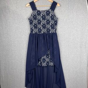 K2013 Amywear Lace Dress with Hi-Lo Overskirt Size 16